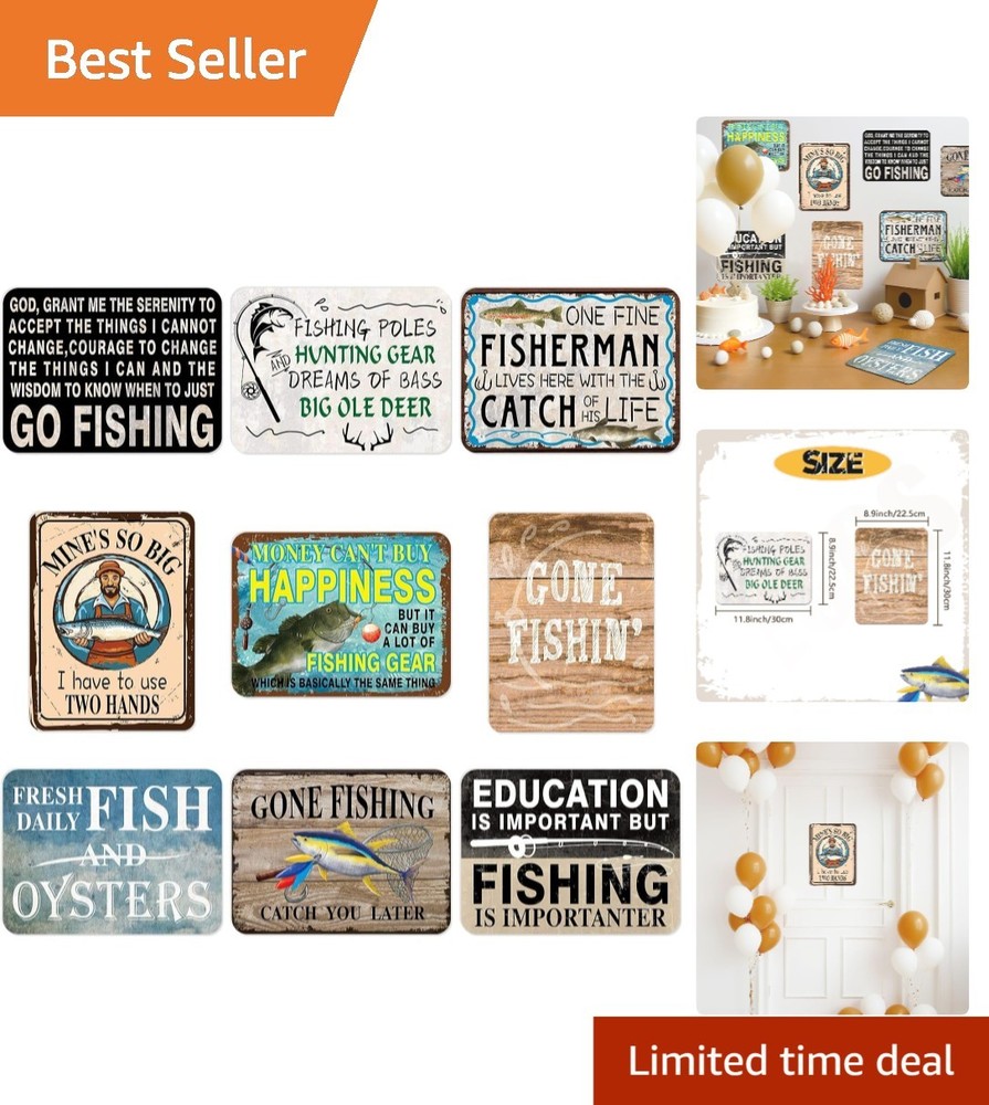 Vintage Fishing Theme Party Decorations 9 Pack Fish Birthday Decor