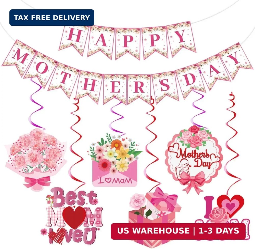 Mother’s Day Decorations Happy Mothers Banner Garland Fast Shipping