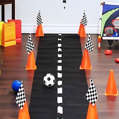 Racetrack Floor Ground Table Runner – Black Race Track Running Mat