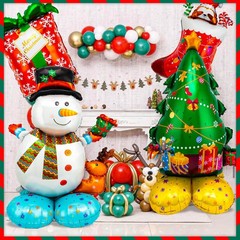 Christmas Mylar Balloons, Giant Large 16 Pcs Christmas Santa Claus Snowman Tr…