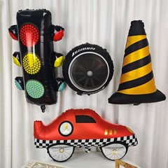 2PCS Traffic Light Balloon Red Green Lights Foil Balloon For Kids Race Car Th…