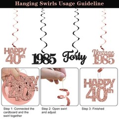 40th Birthday Decorations Black Rose Gold Birthday Party Decor for Women