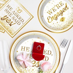 Engagement Party Decorations – He Asked She Said Yes Banner, Foil Balloons, Tabl
