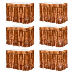 6 Pcs 29×108 Inch Bronze Metallic Foil Fringe Tinsel Table Skirts