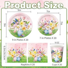 Floral Print Disposable Birthday Tableware (Plates, Napkins, Cups)