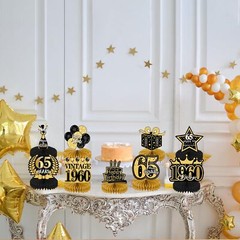 65th Birthday Decorations for Men – 9PCS Vintage 65th Birthday Honeycomb Cent…