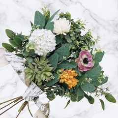Mixed Eucalyptus Leaves Stems Bulk Artificial Sprays White