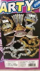 TNT 72 Pc Party For 8 – Hats, Streamers, Horns & 6 Pc Party Poppers Gold/Silver