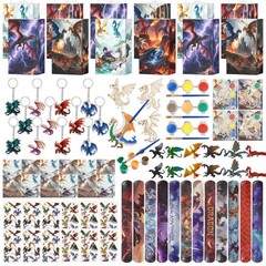 132Pcs Dragon Party Favors & Decorations – Mini Toys, Keychains, Painting Kits &