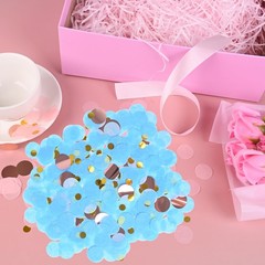 1.76oz 1 Inch Round Tissue Confetti Blue Rose Gold Mixed Dots Party Decor