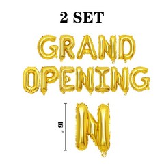2 Set 24Pcs Gold GRAND OPENING Letter Balloons 16in Balloon Foil Letter Decor…