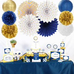 Navy-Blue White Gold Party-Decorations – 20Pcs Graduation 2026 Paper Lanterns Fa