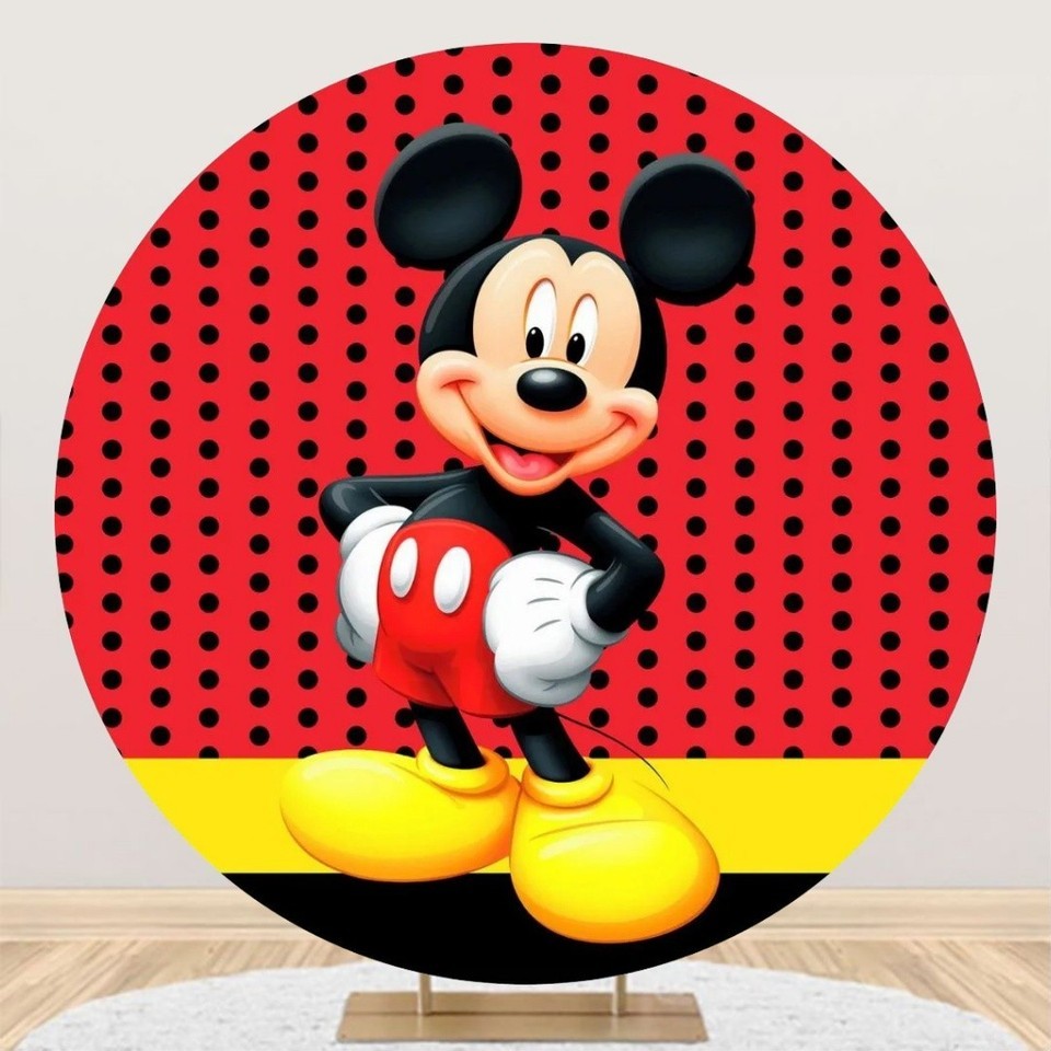 Round Mickey mouse Backdrop Cover Birthday Party Decorations Photo Background