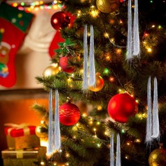 Silver Christmas Tree Icicle Tinsel Foil Fringe Strands 18 Inch 10000 PCS