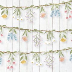3pcs Wildflower Banner Flower Garland Floral for Enchanted Garden Theme Bridal