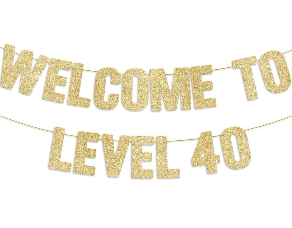 Happy 40th Birthday Decorations – Pre-Strung WELCOME TO LEVEL 40 Gold