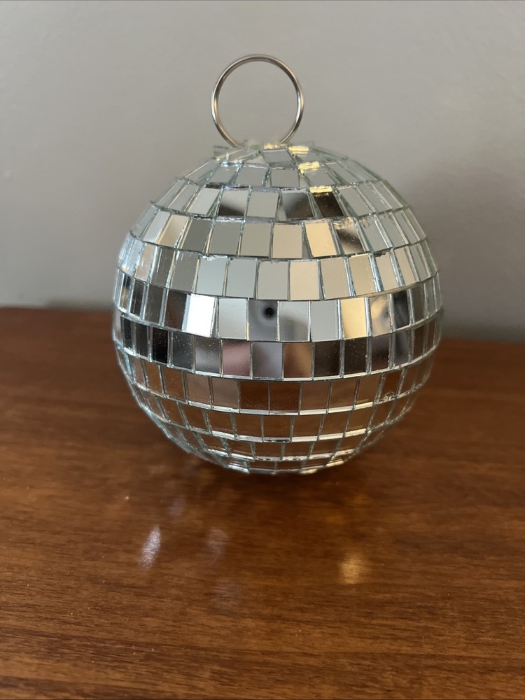 Disco Ball with Hanging Hook Silver Mirror 4″ Round Celebration New Years