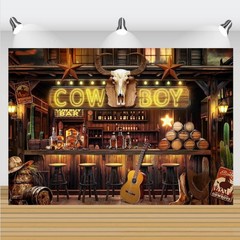 Western Cowboy Bar Whiskey Backdrop Photo Background Party Banner Decor Supplies
