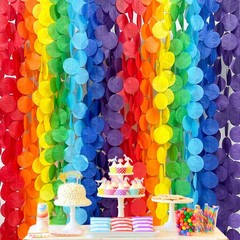 205Ft Rainbow Party Decorations Big Polka Dots Tissue Paper Backdrop Streamer…