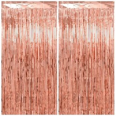 Thicken Tinsel Backdrop 2 Pack 3.3 x 6.6 39.4″W x 78.7″L (Pack of 2) Rose Gold