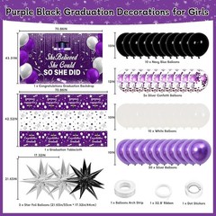 Purple Black 2026 Graduation Decorations for Women Girls – She Believed She Coul