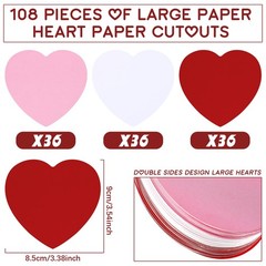Geyee 108 Pcs 3.5 Inches Heart Cutouts Paper Bulletin Board Decoration Classroom