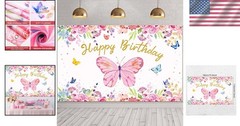 Durable Butterfly Backdrop for Birthdays – Lightweight & Easy to Hang, 6x4ft