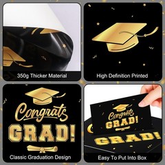 Graduation Decorations 2026 Card Box, Black Gold Congrats Grad Paper Gift Crad B