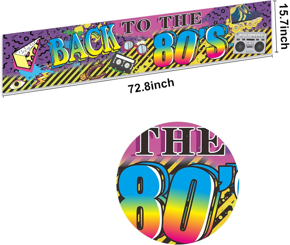 80S Party Decorations Back to the 80S Banner Backdrop, 1980S Hip Hop Graffiti…