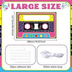 71 x 46 Inch Fabric 80s 90s Party Decoration Retro 1980s 1990s Theme Photo