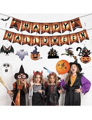 46PCS Halloween Party Decoration Accessories Set, Happy Halloween