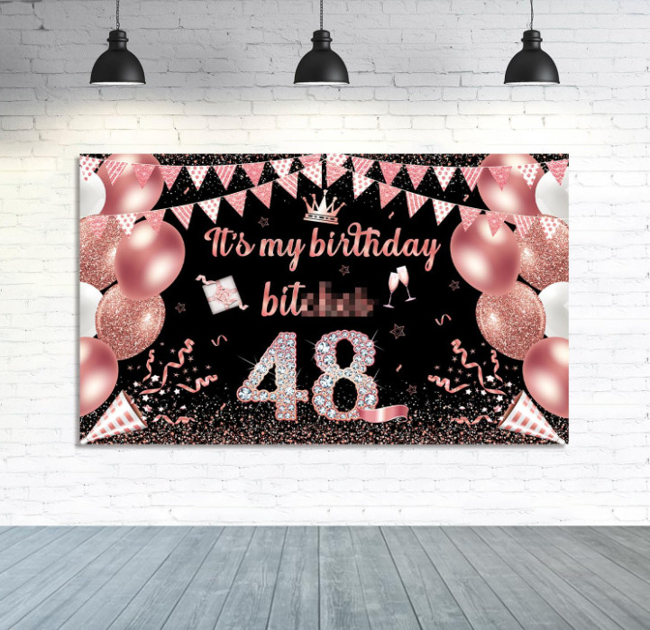 71x43in It’s My Birthday Banner Backdrop Rose Gold Party Decorations Supplies