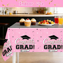 7-Pack Graduation Party Decorations Set, 3 Pink Graduation Tablecloths 54X108In,