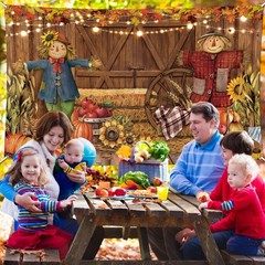 Fall Thanksgiving Banner Autumn Party Background Decorations orange
