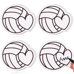 60 PCS Volleyball Cutouts Heart Shape Paper Die Cuts Sport Theme Decor
