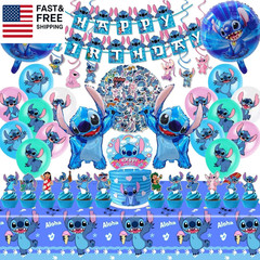 103PCS Stitch Party Supplies, Birthday Decorations Set Include Banner, Balloons
