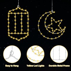 Timer Ramadan Eid Mubarak Decorations Window Lights 2 Pack 11.8 Inch Lantern …