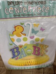 Vtg Baby Shower Decorations Tabletop Duck/umbrella Unisex Butterflies 12.5″ Tall
