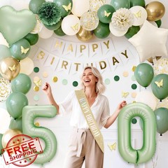 RBYOO Sage Green 50th Birthday Decor