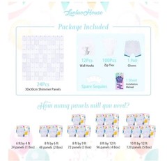 Shimmer Wall Backdrop for Party – Matte White 24 Panels Square Sequin Wall…