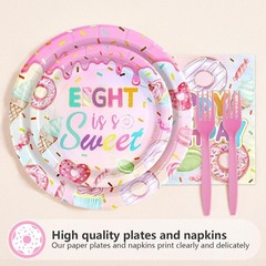 96 Pcs Sweet Sassy and 8 Birthday Decorations Donut 8th Birthday Party Decora…