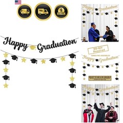 Graduation Banner Black Gold Glitter 10 Feet Pre Assembled No DIY Graduation …
