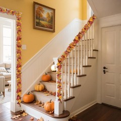 11.6Ft(2Pcs*5.8Ft) Fall Artificial Maple Leaves Garland Decorations
