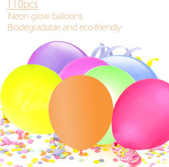 110 Pieces UV Neon Balloons Glow in the Dark Party Supplies Black Light for Glow