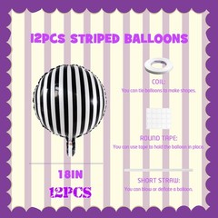 Striped-Balloon Halloween-Balloons 12PCS 18in Black White Striped Foil Balloo…