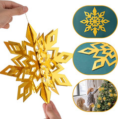 3D Snowflake Hanging Decorations 18 Pack 3 Size Gold Color Paper Snowflake Hangi