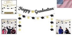 Graduation Banner Black Gold Glitter 10 Feet Pre Assembled No DIY Graduation …