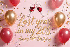29Th Birthday Banner Backdrop for Women, Last Year in My 20S Birthday Banner Pho