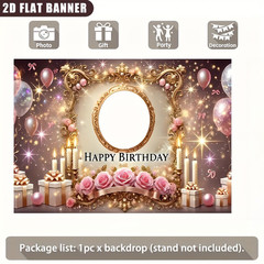 1x 2D Romantic Theme Personalized Custom Birthday Banner Printed Party Backdrop♪