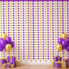 Graduation Decoration 2026 – Purple Gold Graduation Cap Tinsel Streamers Backdro